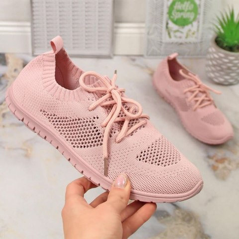 Buty sportowe ażurowe News W EVE211D pudrowy róż