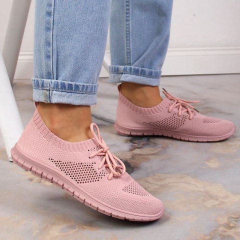 Buty sportowe ażurowe News W EVE211D pudrowy róż
