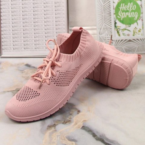 Buty sportowe ażurowe News W EVE211D pudrowy róż