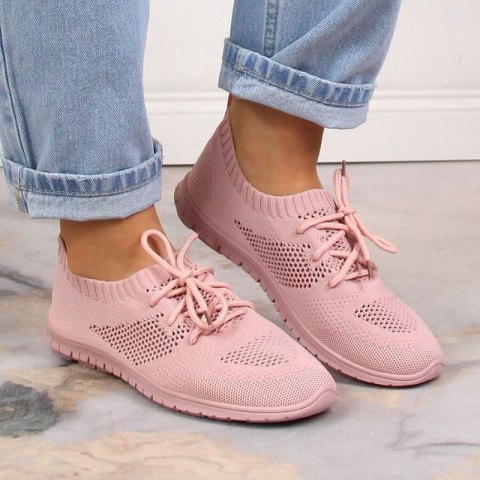 Buty sportowe ażurowe News W EVE211D pudrowy róż
