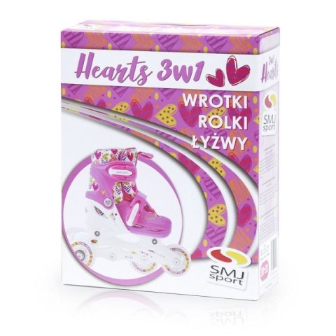 Wrotki-rolki-łyżwy regulowane Smj sport Combo Hearts 3w1 Led Jr HS-TNK-000011510