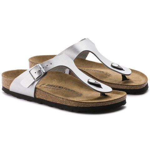Japonki damskie srebrne Birkenstock Gizeh Birko-Flor narrow wąskie (0043853)