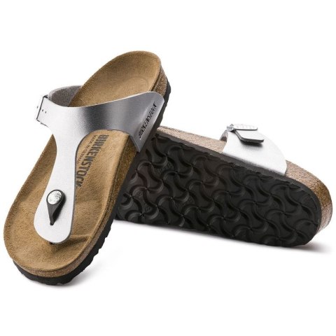 Japonki damskie srebrne Birkenstock Gizeh Birko-Flor narrow wąskie (0043853)
