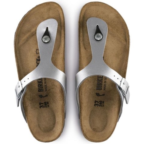 Japonki damskie srebrne Birkenstock Gizeh Birko-Flor narrow wąskie (0043853)