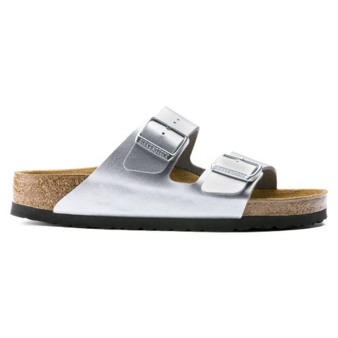 Klapki damskie Birkenstock srebrne Arizona Birko-Flor Silver regular szerokie (1012282)