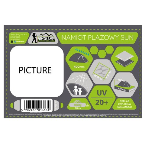 Namiot plażowy Sun 200x100x105 błękitno-niebieski Royokamp 1013534 Namiot plażowy Sun 200x100x105 błękitno-niebieski Royokamp 1013534
