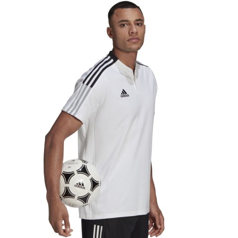 Koszulka męska adidas Tiro 21 Polo biała GM7363 Koszulka męska adidas Tiro 21 Polo biała GM7363