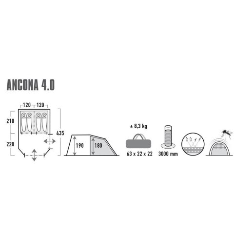 Namiot High Peak Ancona 4 jasny szary 10243
