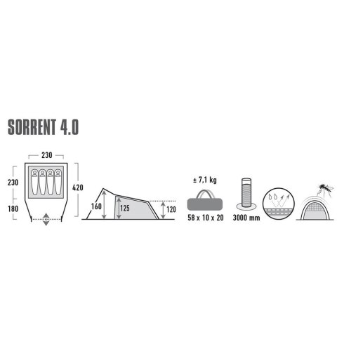 Namiot High Peak Sorrent 4 jasny szary 10256
