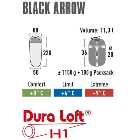 Śpiwór High Peak Black Arrow 220x80x50 ciemnoszaro-zielony 23059 Śpiwór High Peak Black Arrow 220x80x50 ciemnoszaro-zielony 23059
