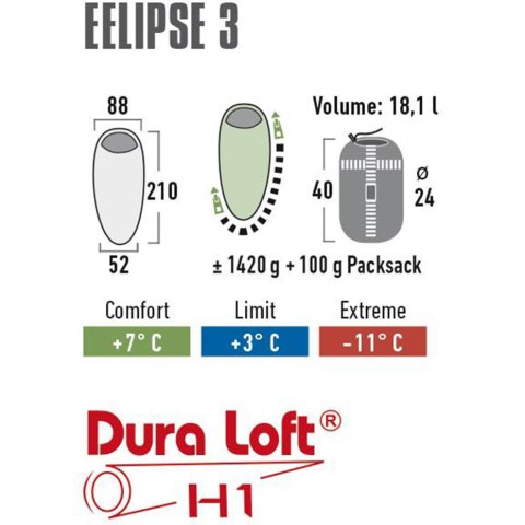 Śpiwór High Peak Ellipse 3 210x88x52 niebieski lewy 23010