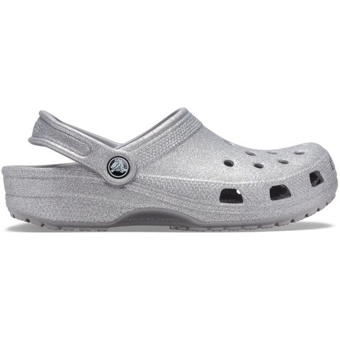 Chodaki damskie Crocs Classic Glitter Clog srebrne 205942 040 Chodaki damskie Crocs Classic Glitter Clog srebrne 205942 040