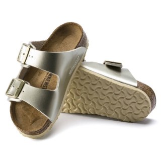 Klapki dziewczęce Birkenstock Arizona Kids Birko-Flor Electric Metallic Gold narrow wąskie (1014841)