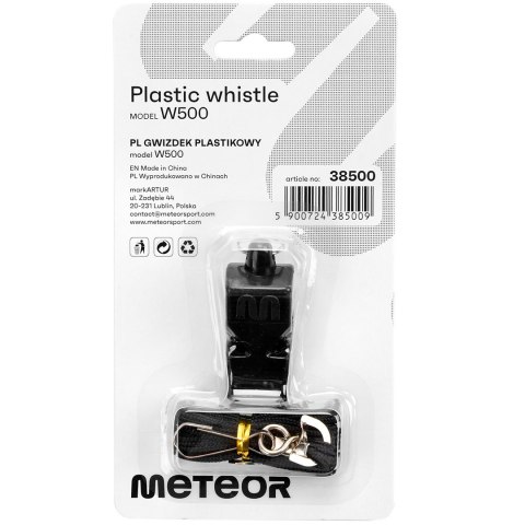 Gwizdek Meteor Wolf bezkulkowy plastikowy czarny 38500 Gwizdek Meteor Wolf bezkulkowy plastikowy czarny 38500
