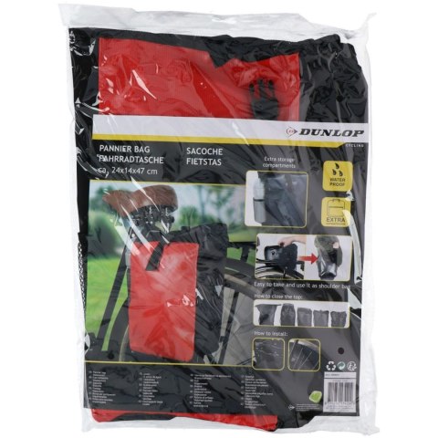 Torba rowerowa Dunlop sakwa wodoszczelna 15L czerwona 1042305 Torba rowerowa Dunlop sakwa wodoszczelna 15L czerwona 1042305
