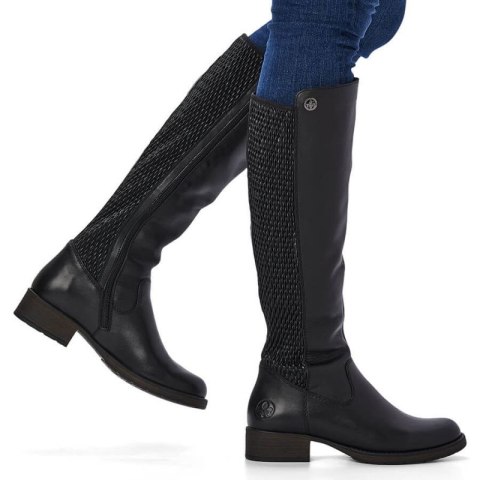 Kozaki skórzane Rieker W Z9591-00 czarne