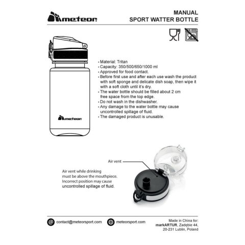 Bidon Meteor 670 ml czarny 74632