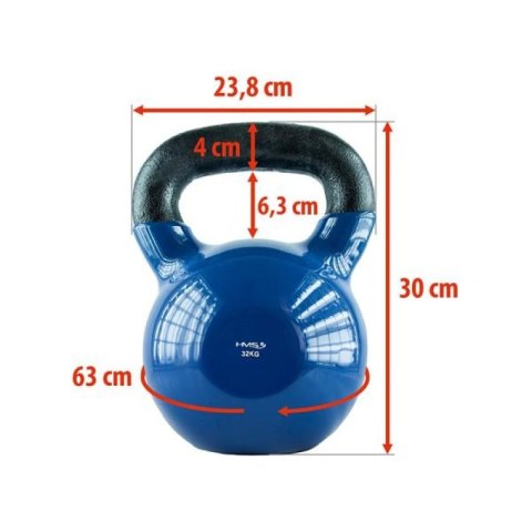 Kettlebell żeliwny pokryty winylem HMS KNV32 BLUE