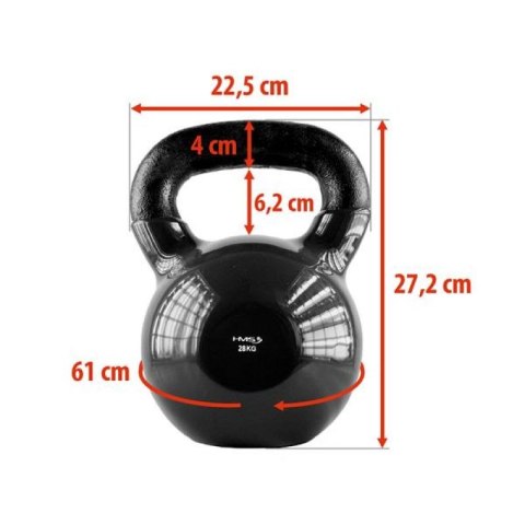 Kettlebell żeliwny pokryty winylem HMS black KNV28